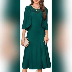 NWOT Grace Karin Formal Evening Elegant Midi Dress, Lace Sequins, Small